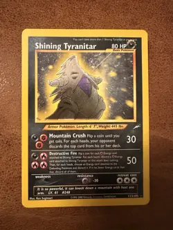 Pokemon Shining Tyranitar 113/105 Neo Destiny Holo Secret Rare Card English - Image 1