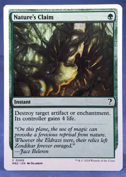 Nature's Claim -White Border- MTG - Mystery Booster 2 - Excellent NM - Image 1