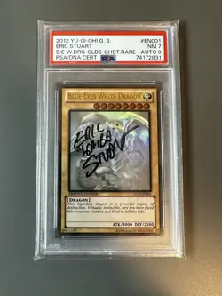 Yugioh Blue-Eyes White Dragon GLD5-EN001 Ghost Rare Eric Stuart Auto Kaiba PSA - Image 1