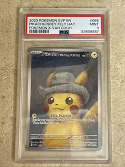 POKEMON 2023 PIKACHU/GREY FELT HAT POKEMN X VAN GOGH BLACK STAR PROMO #085 PSA 9 - Image 1