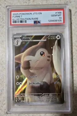 2025 POKEMON JTG EN-JOURNEY TOGETHER ILLUSTRATION RARE #168 FURRET PSA 10 - Image 1