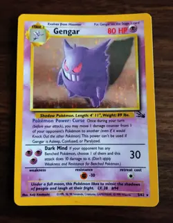 Pokemon TCG Gengar 5/62 Fossil Set UNLIMITED Holofoil Rare - Image 1