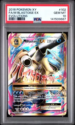 2016 POKEMON XY EVOLUTIONS #102 FULL ART/M BLASTOISE EX PSA 10 Gem Mint - Image 1