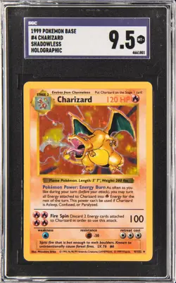 1999 POKEMON BASE SHADOWLESS HOLO #4 CHARIZARD SGC 9.5 - Image 1
