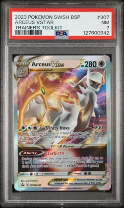 2023 POKEMON SWSH BLACK STAR PROMO TRAINER'S TOOLKIT #307 ARCEUS VSTAR PSA 7 - Image 1