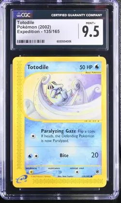CGC 9.5 Pokemon TCG Totodile Expedition Base Set 135/165 Regular Common - Image 1