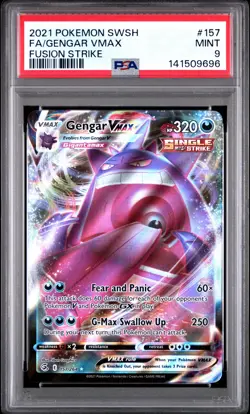 2021 POKEMON SWORD & SHIELD FUSION STRIKE #157 FULL ART/GENGAR VMAX PSA 9 Mint - Image 1