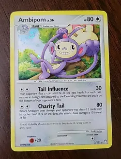 VLP! Ambipom 3/123 Holo Rare SWIRL Pokemon TCG D&P Mysterious Treasures 2007 - Image 2