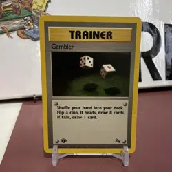 Pokemon TCG Nintendo Gambler Fossil 1st Edition Trainer Common Regular 60/62 - Image 1