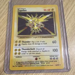 Pokemon Zapdos 16/102 Base Set Holo Rare 1999 Trading Card TGC - Image 1