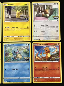 6 Card Lot Eevee , Pikachu , Charmander , Squirtle & More Pokemon Go TCG - Image 3