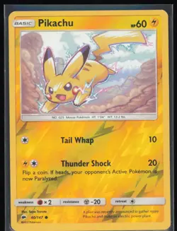 Pikachu Reverse Holo 40/147 Pokemon Sun & Moon: Burning Shadows LP Pokemon Card - Image 1