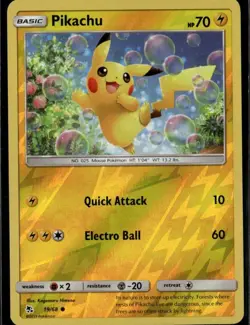 Pikachu Common Hidden Fates 19/68 Lightning Reverse Holo Pokemon Card - Image 1