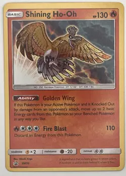 Pokemon Shining Ho-Oh SM70 Holo Promo SM 130 HP Basic Rainbow Card - Image 1