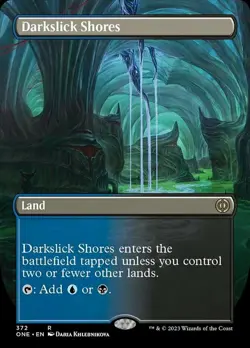 [1x] Darkslick Shores - Foil - Borderless Near Mint, English Phyrexia: All Will - Image 1