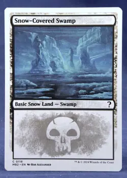 Snow-Covered Swamp (White Border) - MTG - Mystery Booster 2 - NM Excellent - Image 1