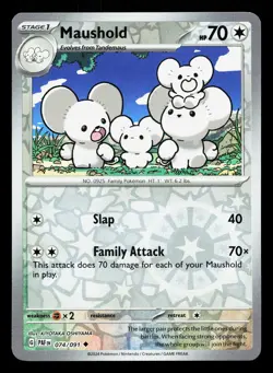 Maushold 074/091 Paldean Fates NM Reverse Holo Pokemon Card TCG - Image 1