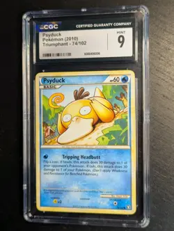 2010 Pokemon ⁉ Psyduck 74/102 Triumphant 🌀 CGC 9 MINT ✨ Low Pop Psyduck - Image 2