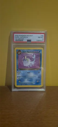 Pokemon Card Dark Vaporeon Edition 1 NO HOLO 45/82 / Pokemon Rocket PSA 8 / EN - Image 3
