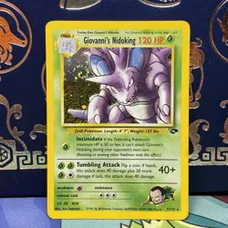 Pokemon TCG Giovanni's Nidoking Gym Challenge Holo Perfect SWIRL 7/132 LP - Image 1