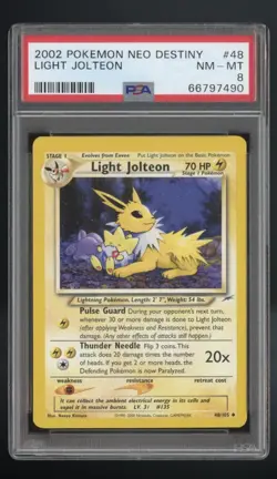 Pokemon Neo Destiny Light Jolteon 48/105 Regular Uncommon English PSA 8 - Image 1