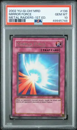 PSA 10 GEM MINT Mirror Force MRD-138 ULTRA RARE 1st Edition MRD Yugioh Card - Image 1