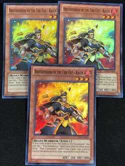 YUGIOH BROTHERHOOD OF THE FIRE FIST RAVEN AP02-EN009 SUPER X3 (NM) - Image 1
