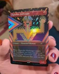 MTG: Flamekin Harbinger BORDERLESS FOIL, NM Secret Lair Chase Creature Card!! - Image 1