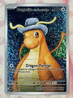 Dragonite With Grey Felt Hat Custom Holo Foil Card Van Gogh Portrait No Brand - Image 1