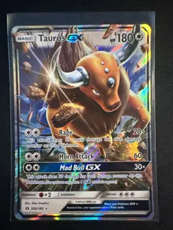 Tauros GX 100/149 Ultra Rare Sun & Moon Base Set Pokemon Card Near Mint - Image 1