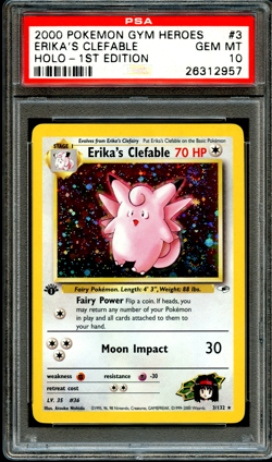Pokemon 1st Edition ERIKA'S CLEFABLE Gym Heroes 2000 PSA 10 GEM MINT - Image 1