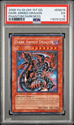 PSA 5 1ST EDITION Secret Rare Dark Armed Dragon PTDN-EN019 2008 YUGIOH - Image 1