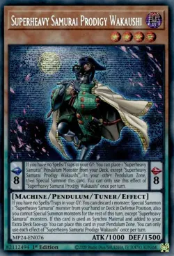 Yugioh! Superheavy Samurai Prodigy Wakaushi - MP24-EN076 - Prismatic Secret Rare - Image 1