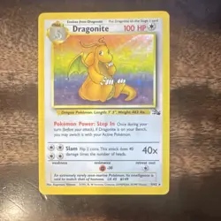 Pokemon Dragonite Fossil Holo Rare 4/62 Stage 2 100 HP Unlimited English Card - Image 1
