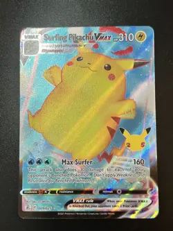 Pokemon TCG Surfing Pikachu VMAX Ultra Rare Card Celebrations 009/025 - Image 1