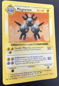 Magneton 9/102 Base Set Shadowless Holo Rare Pokemon Card LP - Image 2
