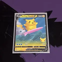 Surfing Pikachu V (008/025) Celebrations 25th Anniversary Pokemon Card! - Image 1