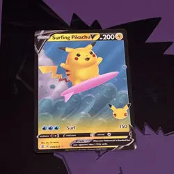 Surfing Pikachu V (008/025) Celebrations 25th Anniversary Pokemon Card! - Image 2