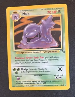 Pokemon TCG Muk Fossil Holo Rare Card 13/62 LP Condition - Image 1