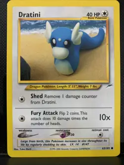 Pokemon Neo Destiny Dratini Card 63/105 TCG WOTC Yuka Morii LP Vintage 2000 - Image 1