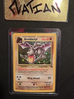 Pokemon TCG Aerodactyl Holo Rare Card #1/62 Fossil WOTC 1999 - Image 2