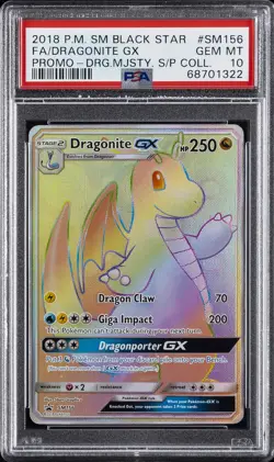 2018 POKEMON SM BLACK STAR PROMO #SM156 FULL ART/DRAGONITE GX PSA 10 - Image 1