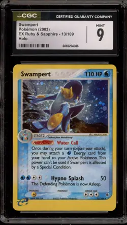 Pokemon Swampert EX Ruby & Sapphire Holo Rare #13 CGC 9 Mint - Image 1
