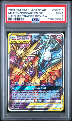 2019 POKEMON SM SM210 BLACK STAR PROMO MOLTRES & ZAPDOS & ARTICUNO GX PSA 9 - Image 1