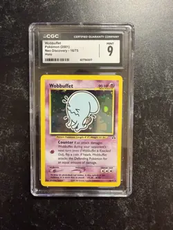 CGC 9 2001 Pokemon Neo Discovery Unlimited Wobbuffet Holo Rare 16/75 Mint - Image 1