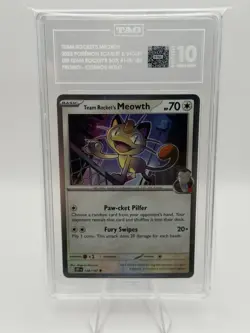 2025 Pokemon Team Rocket's Meowth Cosmos Promo 149/182 TAG 10 GEM MINT - Image 1