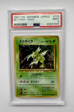 1997 Vintage Pokemon Jungle Scyther Holo #123 (Japanese) PSA 9 - Image 1