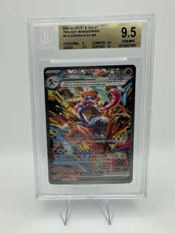 Pokemon Greninja EX 214/167 Twilight Masquerade SIR Beckett 9.5 - Image 1
