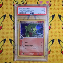 2005 Pokemon EX Delta Species #73 LARVITAR Reverse Stamp Holo PSA 9 Mint - Image 1