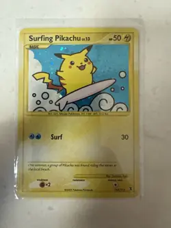 Pokemon Surfing Pikachu 114/111 Rising Rivals Secret Rare Holo Basic 50HP - Image 1